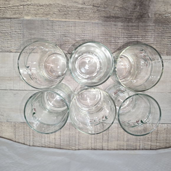 VINTAGE CORELLE DRINKING GLASS SET OF 6 ROSEMARIE TULIP PATTERN BY CORNING EUC - Picture 4 of 12